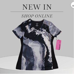 Koi Lite XS Scrub Top Slim Fit Performance Stretch Dobby Platinum Marble New